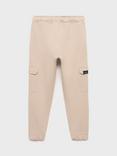 Mango Kids' Cotton Cargo Trousers, Light Pastel Brown