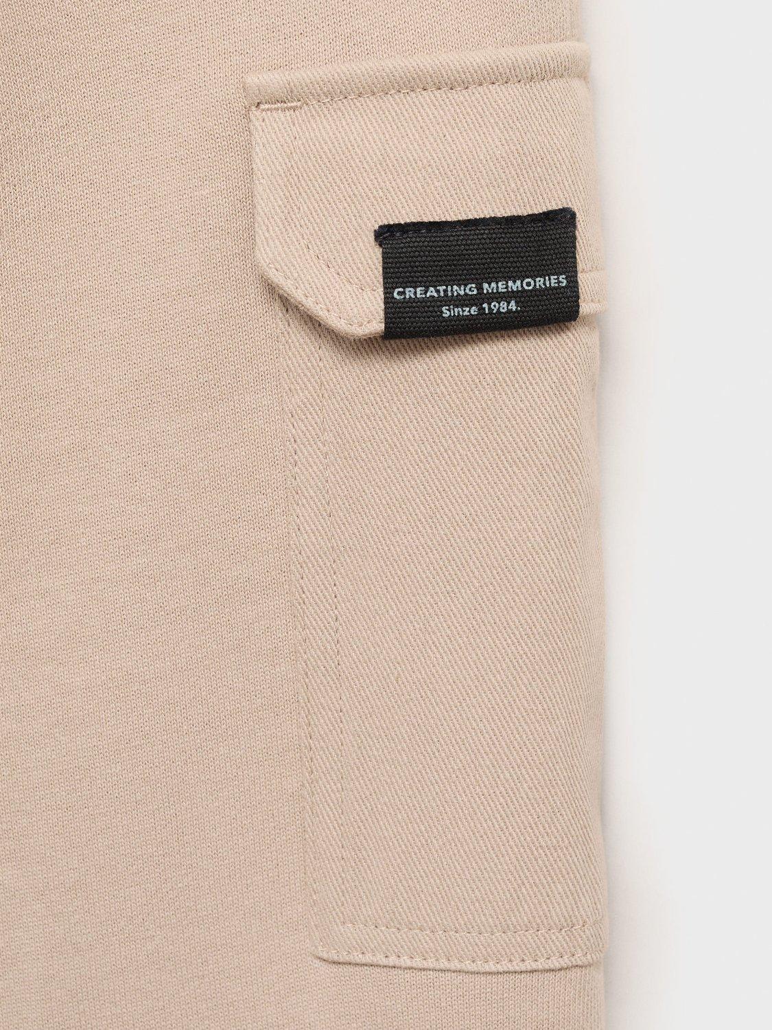Product image 3 of 4, which shows Mango Kids' Cotton Cargo Trousers, Light Pastel Brown, 10 years