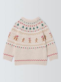 John Lewis Baby Gingerbread Fairisle Wool Blend Jumper, Natural - view 2, Natural
