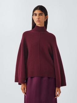 John Lewis Cashmere Cape Jumper, Berry