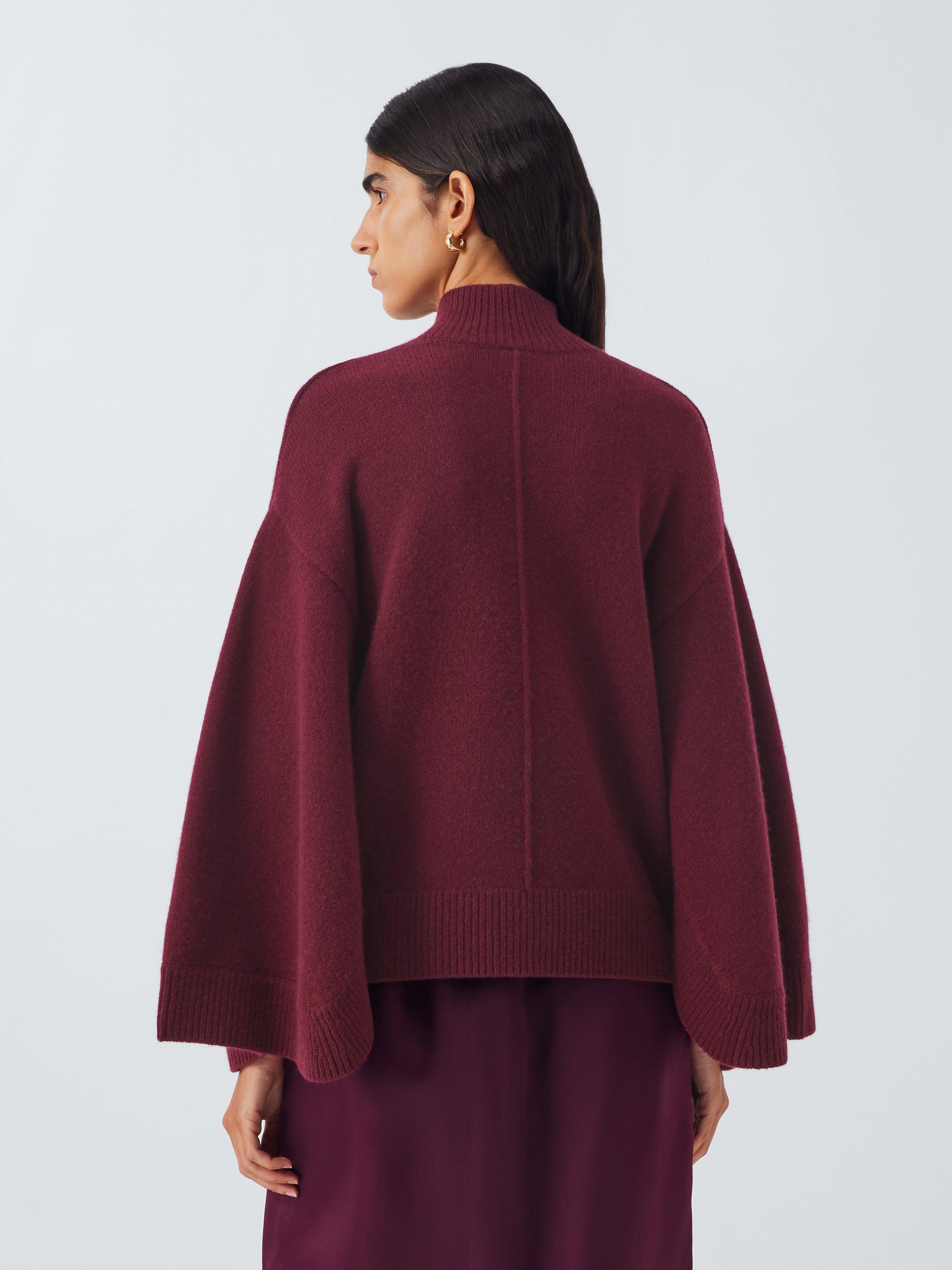 Product image 2 of 6, which shows John Lewis Cashmere Cape Jumper, Berry, XS
