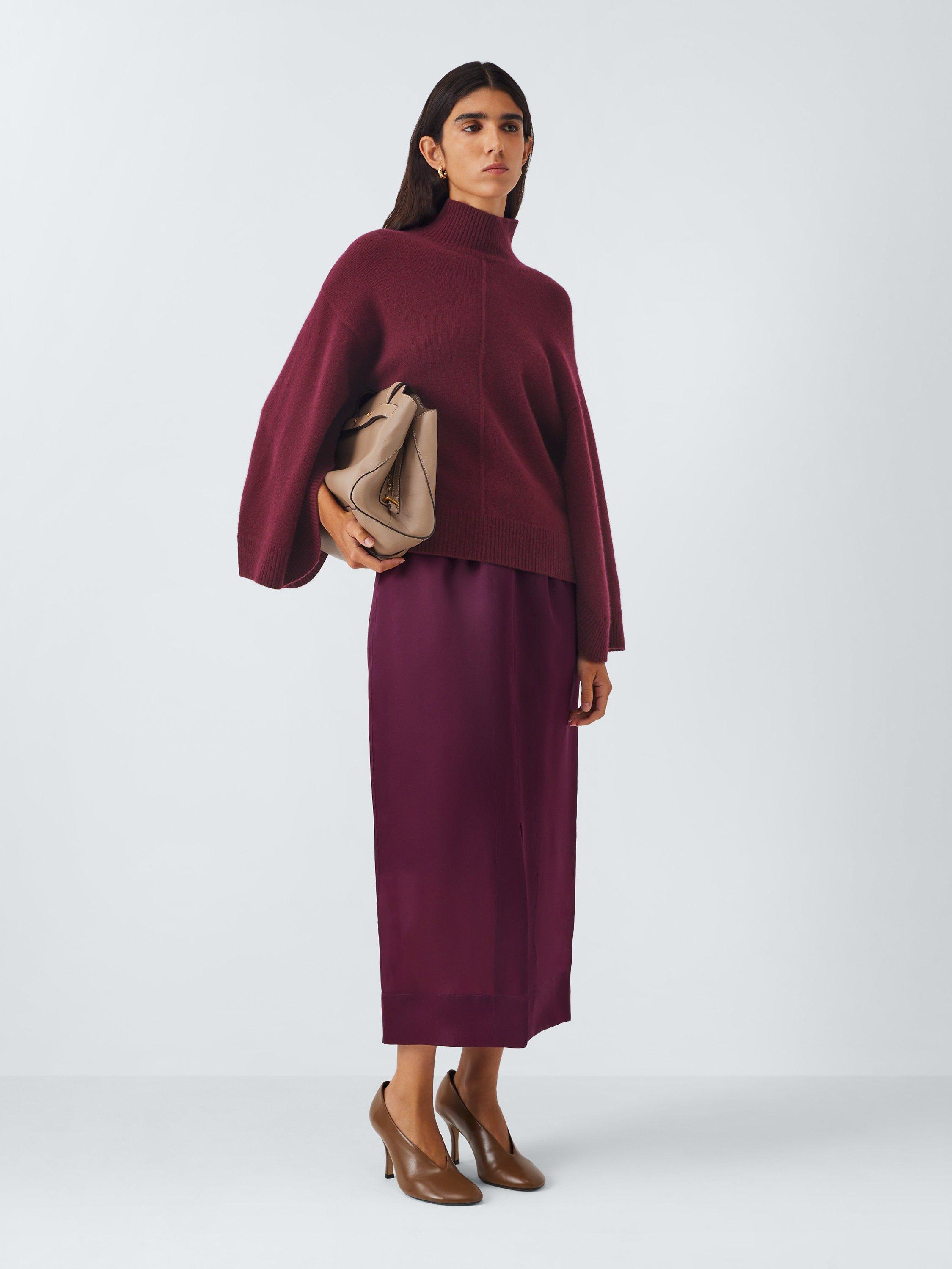 Product image 3 of 6, which shows John Lewis Cashmere Cape Jumper, Berry, XS