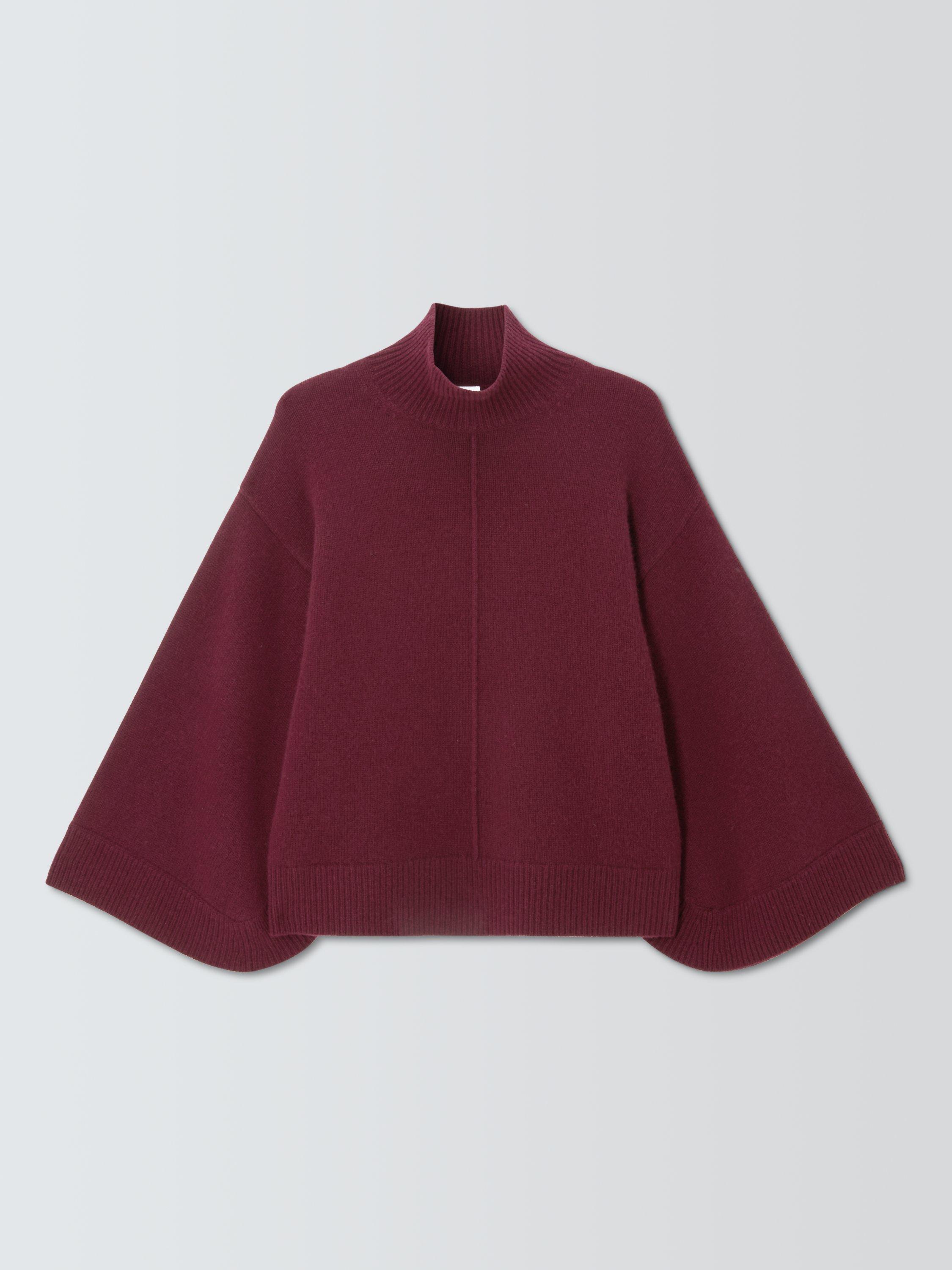Product image 4 of 6, which shows John Lewis Cashmere Cape Jumper, Berry, XS