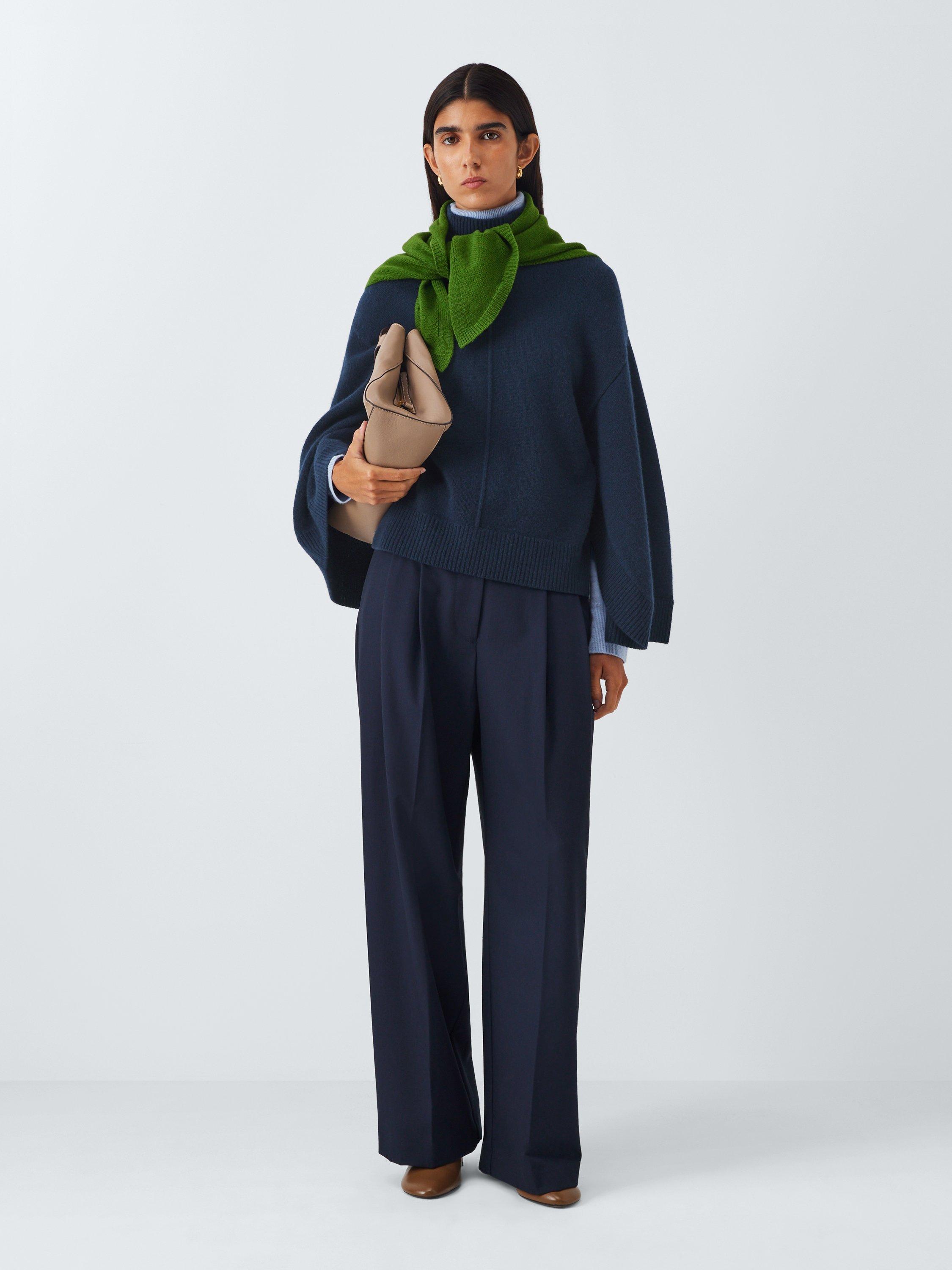 Product image 3 of 6, which shows John Lewis Cashmere Cape Jumper, Navy, XS