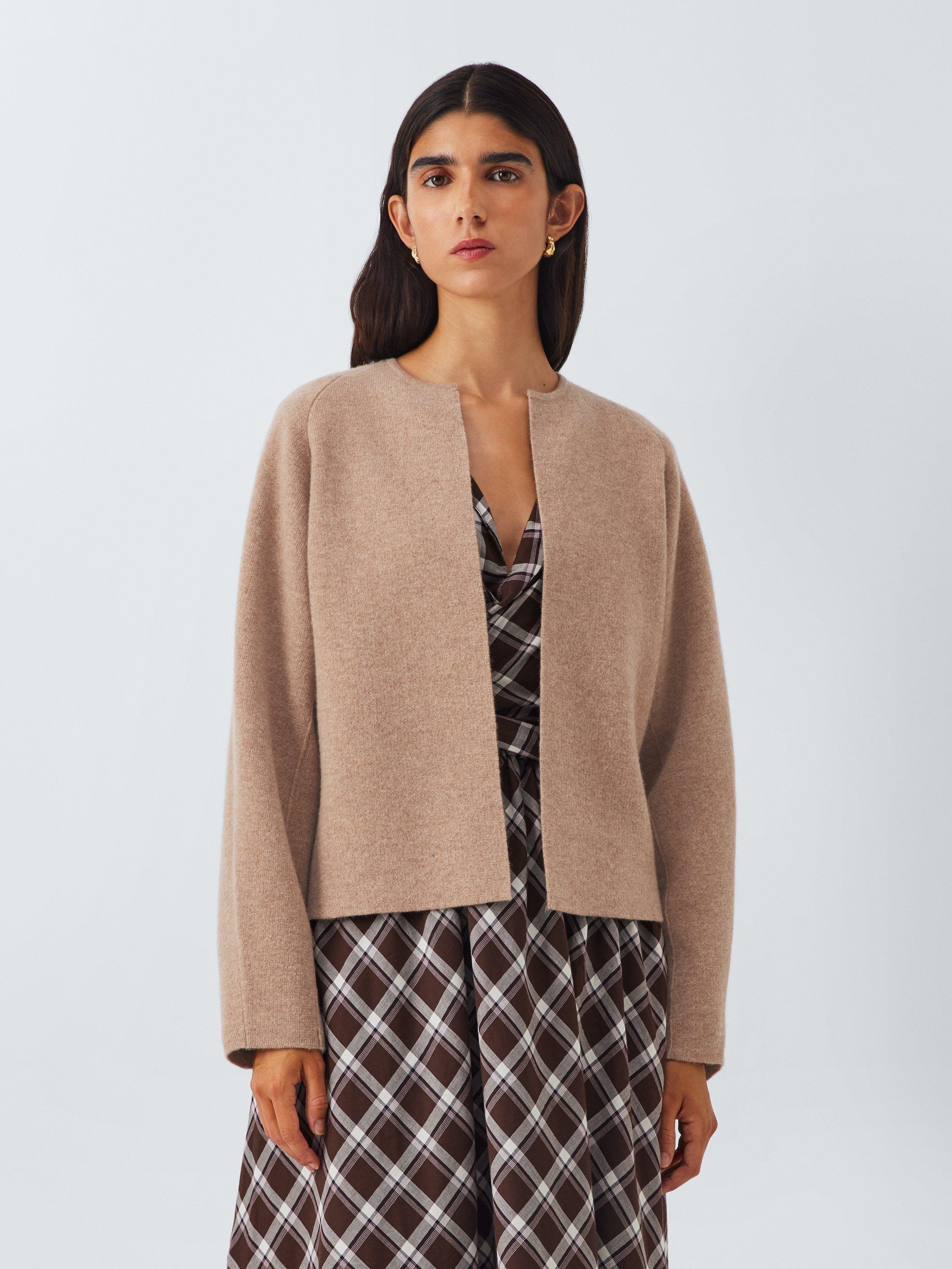 Product image 1 of 6, which shows John Lewis Cashmere Contemporary Cardigan, Camel, XS