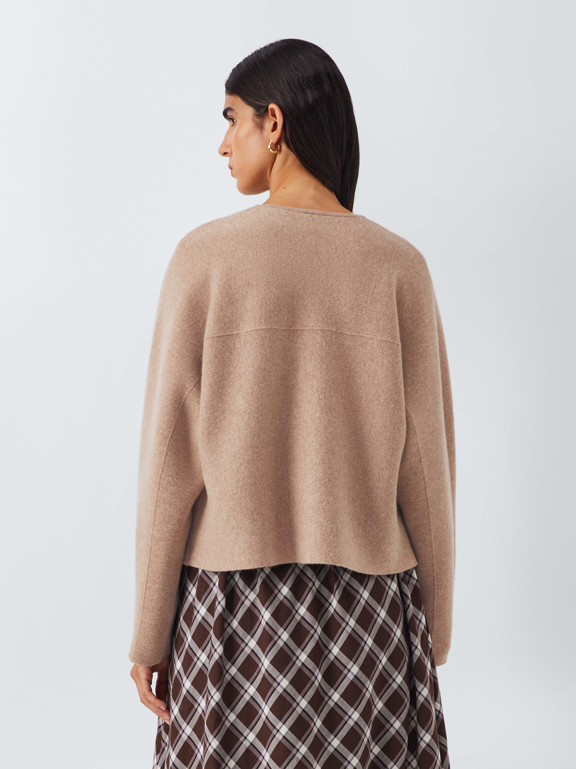 Product image 2 of 6, which shows John Lewis Cashmere Contemporary Cardigan, Camel, XS