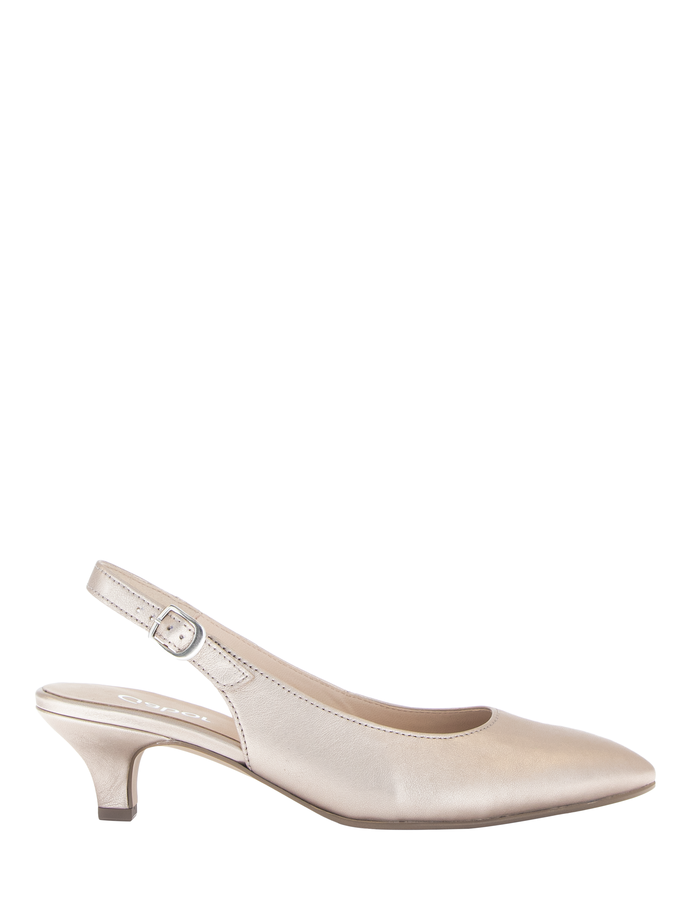 Product image 1 of 4, which shows Gabor Editor Slingback Kitten Heel Shoes, Gold, 3