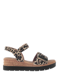 Gabor Shout Leopard Print Wedge Sandals, Brown/Black/Multi