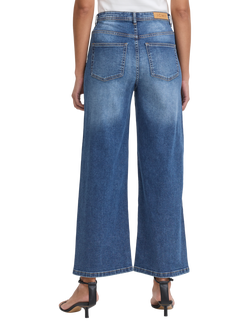 ICHI Twiggy Cropped Wide Leg Jeans, Medium Blue - view 2, Medium Blue
