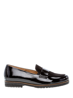 Gabor Elder Wide Fit Leather Slip On Loafers, Black