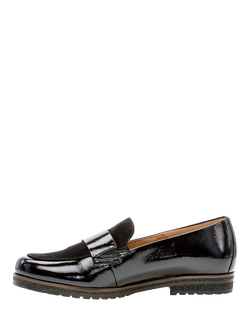 Gabor Elder Wide Fit Leather Slip On Loafers - view 2, Black