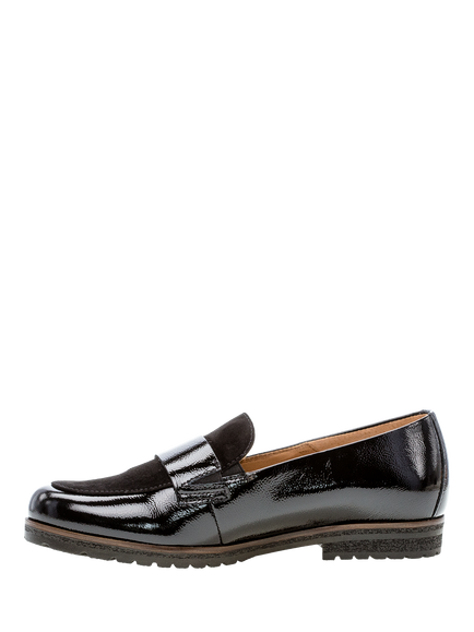 Gabor Elder Wide Fit Leather Slip On Loafers - view 2, Black
