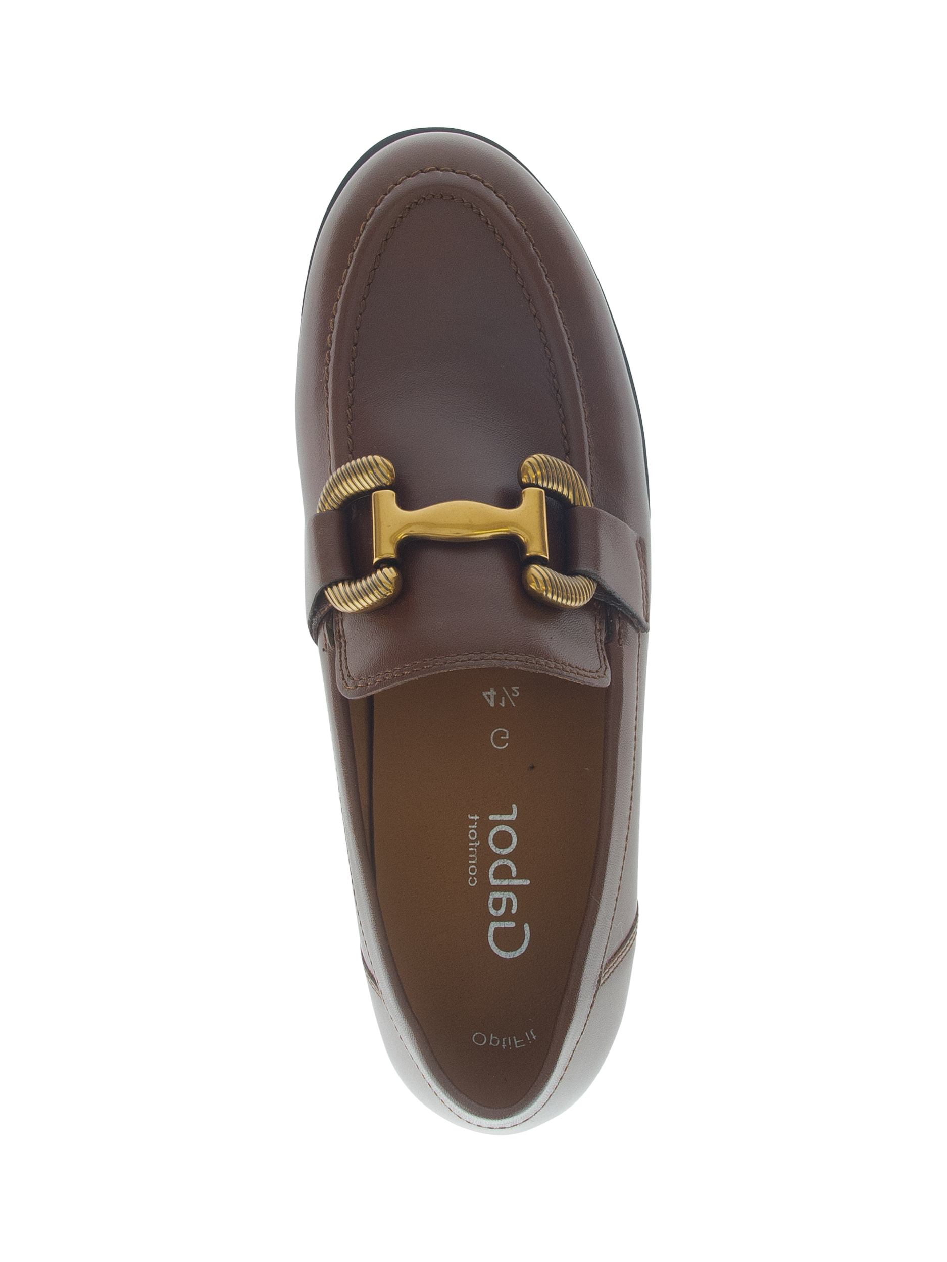 Product image 3 of 4, which shows Gabor Dupri Wide Fit Leather Loafers, Brown, 4.5
