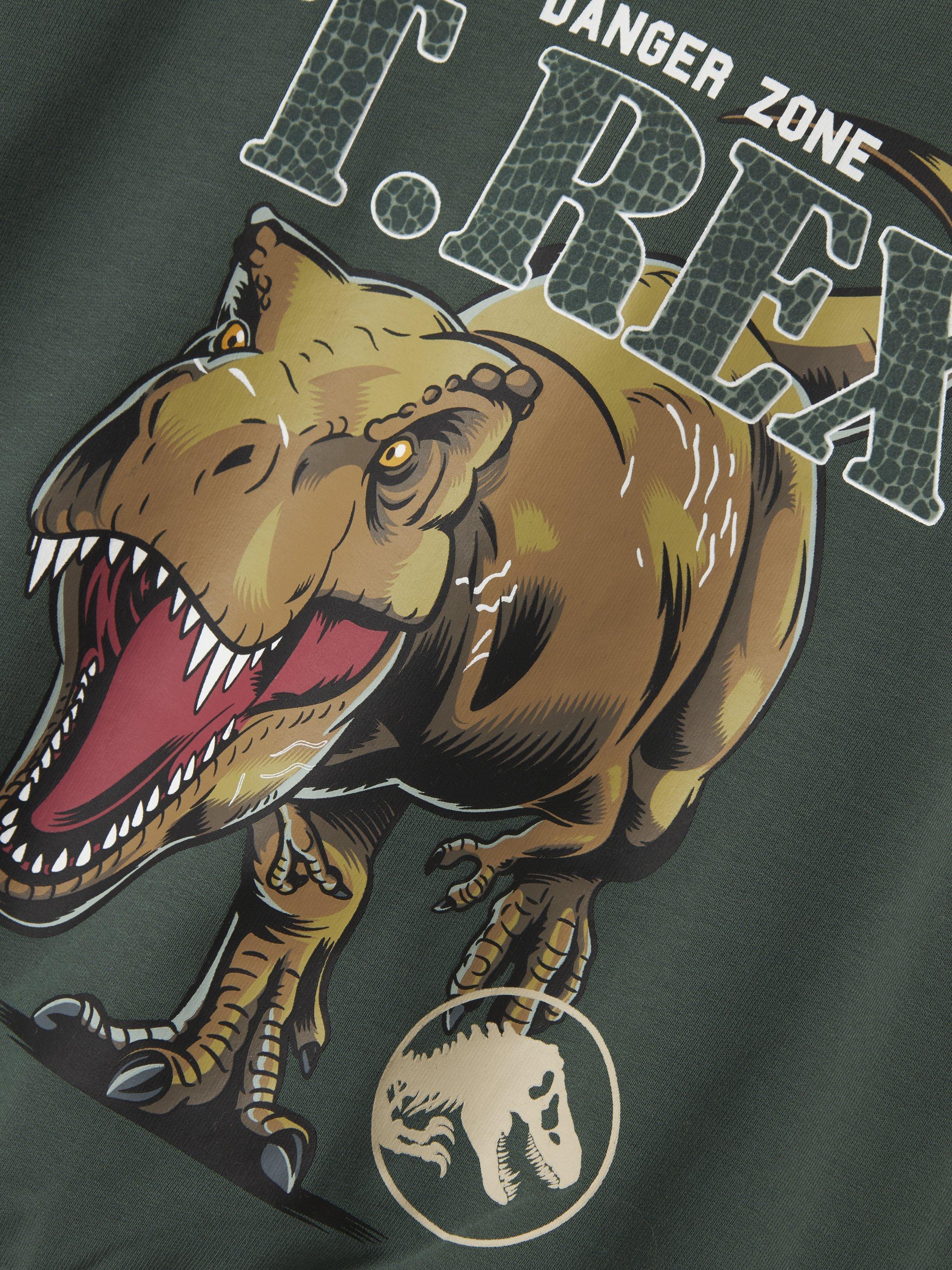 NAME IT Kids' Cotton Jurassic World T-Rex Sweatshirt, Garden Topiary