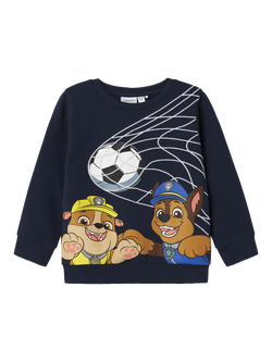 NAME IT Kids' Cotton Paw Patrol Crew Neck Sweatshirt, Navy Blazer, Navy Blazer