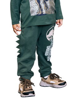 NAME IT Kids' Cotton Jurassic World 3D Jogging Bottoms, Garden Topiary - view 2, Garden Topiary