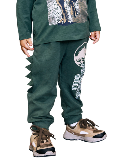 NAME IT Kids' Cotton Jurassic World 3D Jogging Bottoms, Garden Topiary - view 2, Garden Topiary