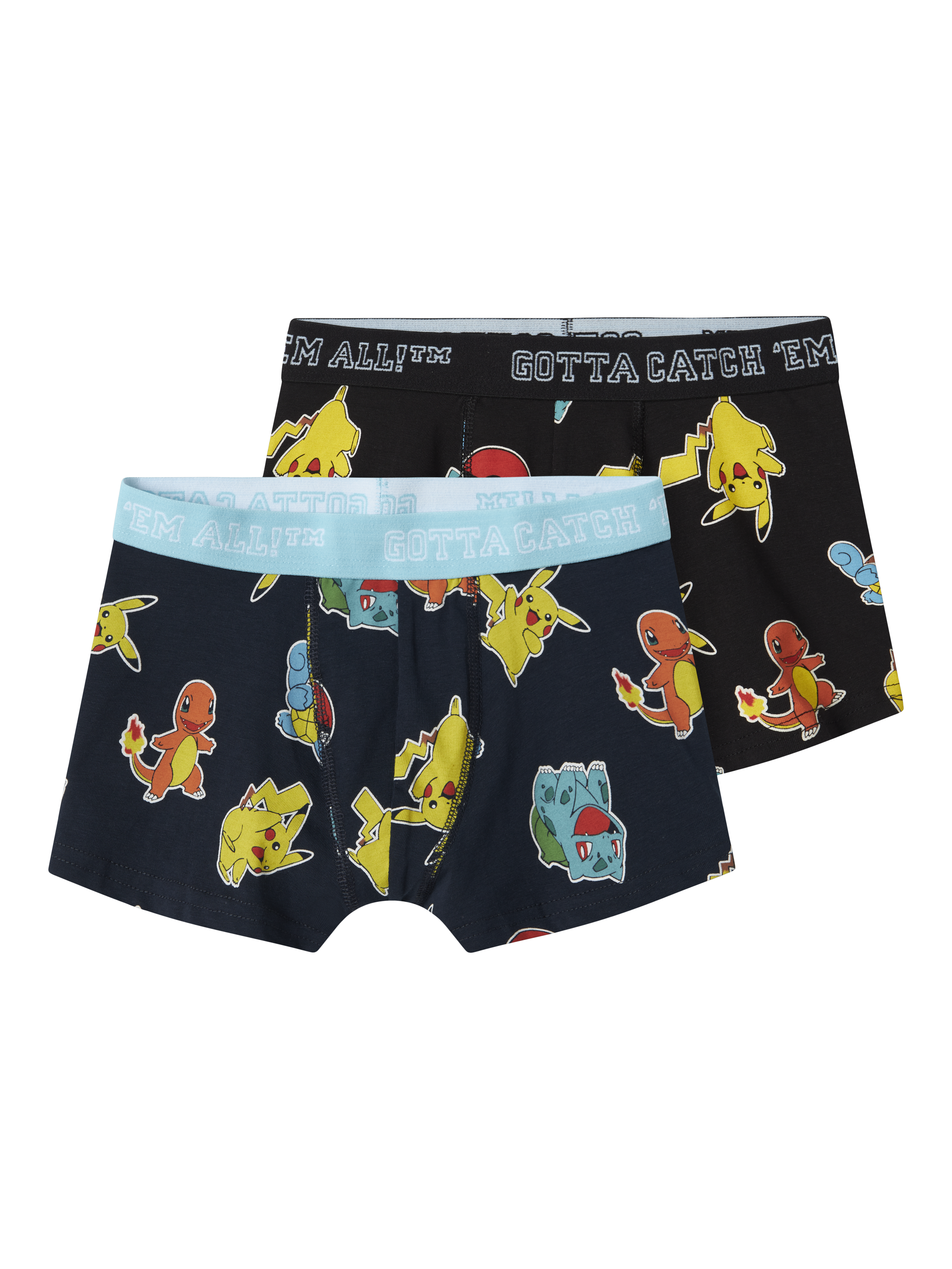 Product image 1 of 4, which shows NAME IT Kids' Cotton Pokémon Boxer Shorts, Pack of 2, Black, 4 years
