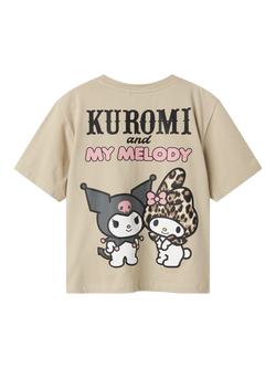 NAME IT Kids' Cotton Short Sleeved Hello Kitty Kuromi T-Shirt, Peyote - view 2, Peyote