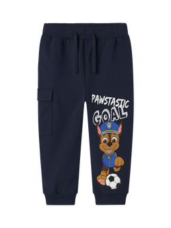 NAME IT Kids' Cotton Paw Patrol Drawstring Jogging Bottoms, Navy Blazer, Navy Blazer