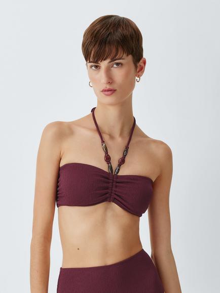 John Lewis Cabo Bandeau Bikini Top, Berry, Berry