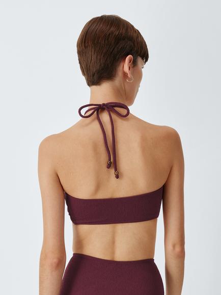 John Lewis Cabo Bandeau Bikini Top, Berry - view 2, Berry