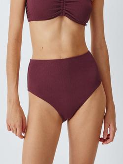 John Lewis Cabo High Waist Bikini Bottoms, Berry, Berry
