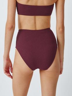 John Lewis Cabo High Waist Bikini Bottoms, Berry - view 2, Berry