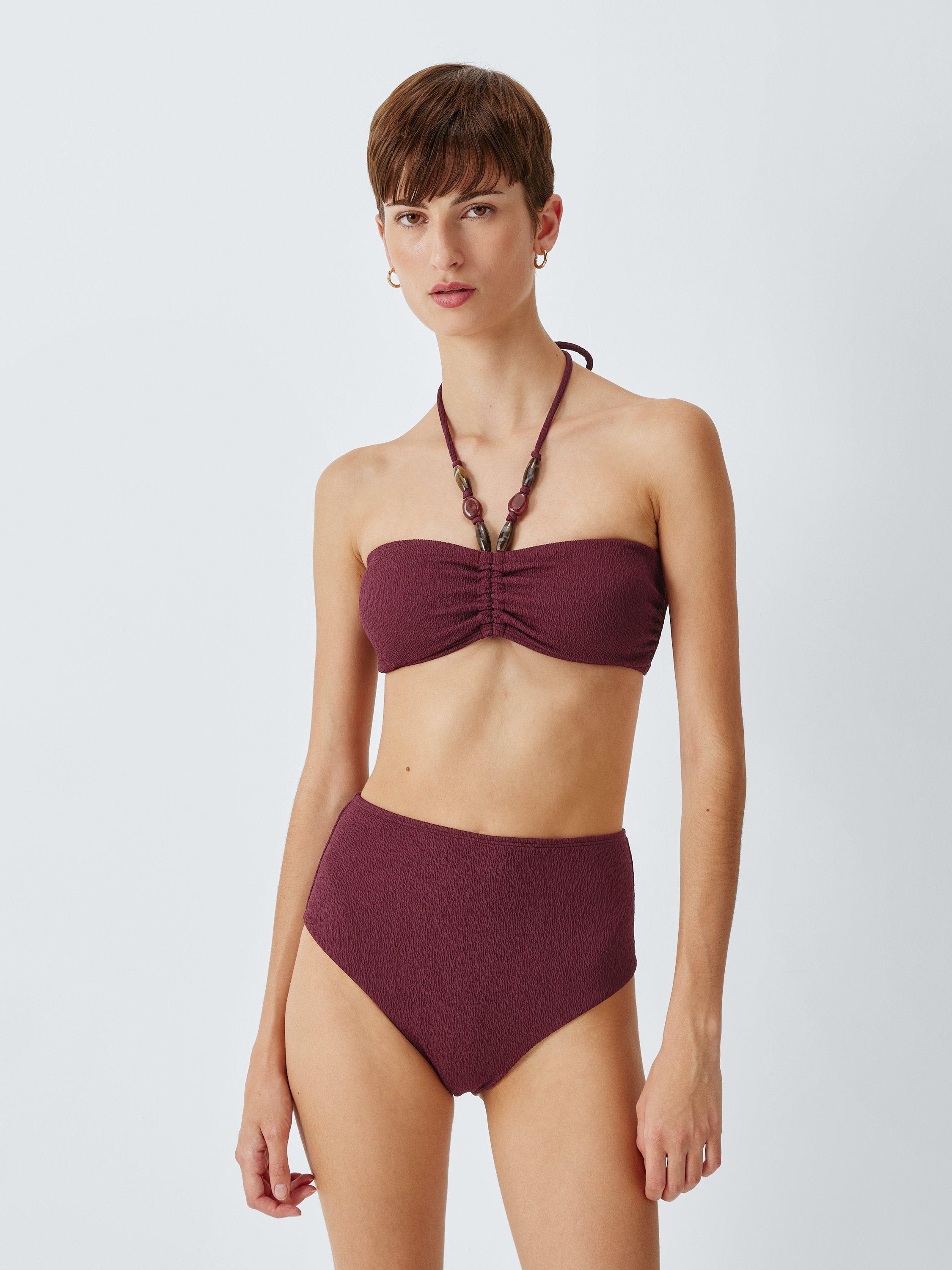 Product image 3 of 6, which shows John Lewis Cabo High Waist Bikini Bottoms, Berry, 8