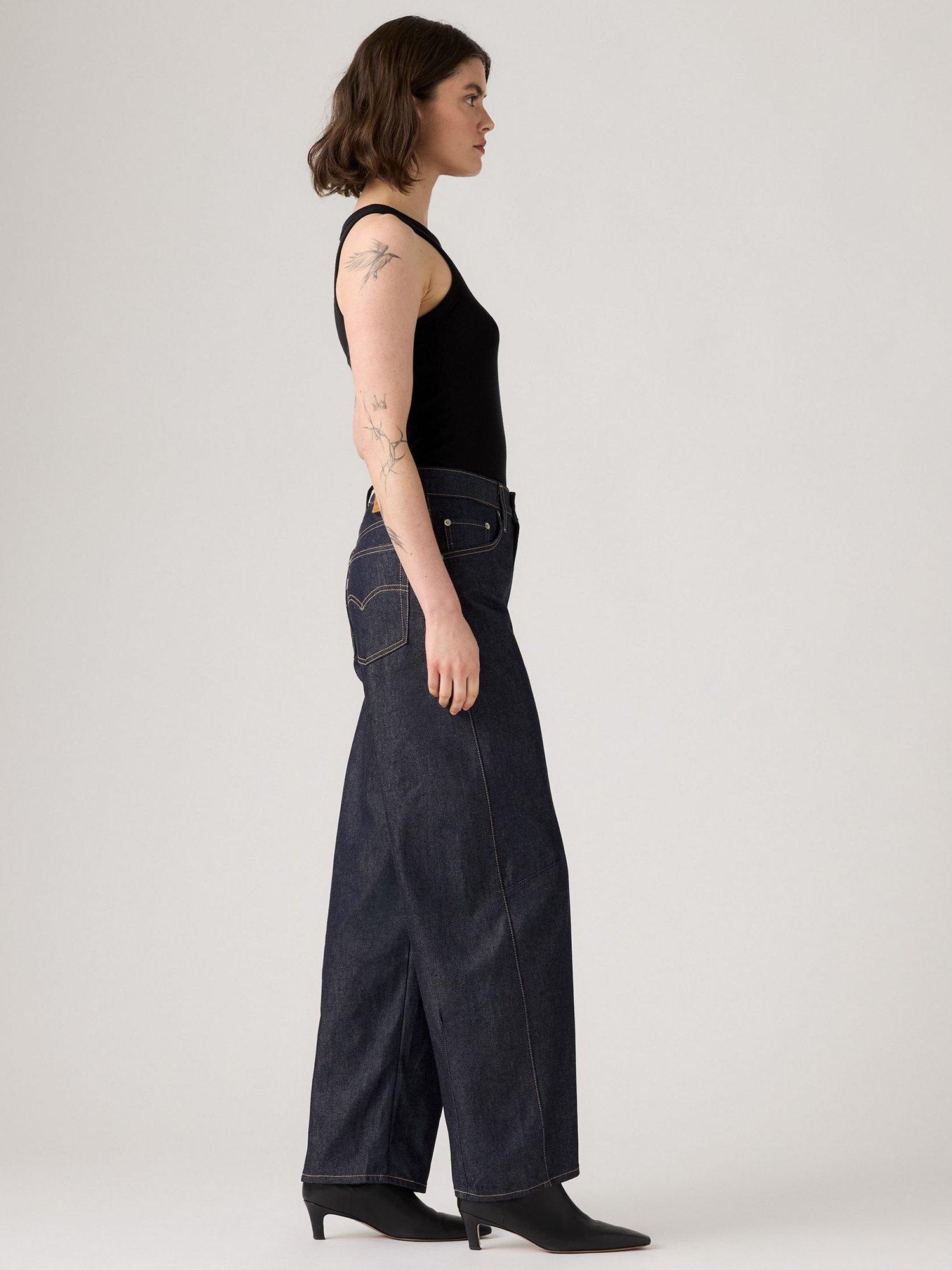 Product image 3 of 4, which shows Levi's Baggy Cotton Denim Barrel Dad Jeans, Soft Rigid, W24/L30