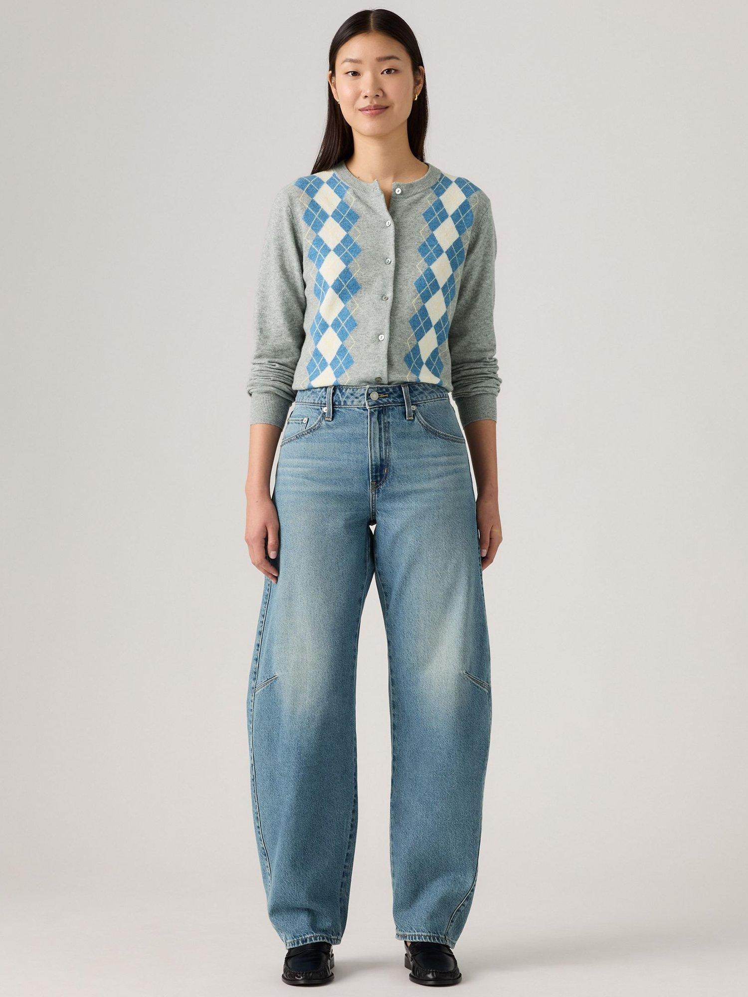 Product image 1 of 4, which shows Levi's Baggy Cotton Denim Barrel Dad Jeans, Easy Days, W24/L30