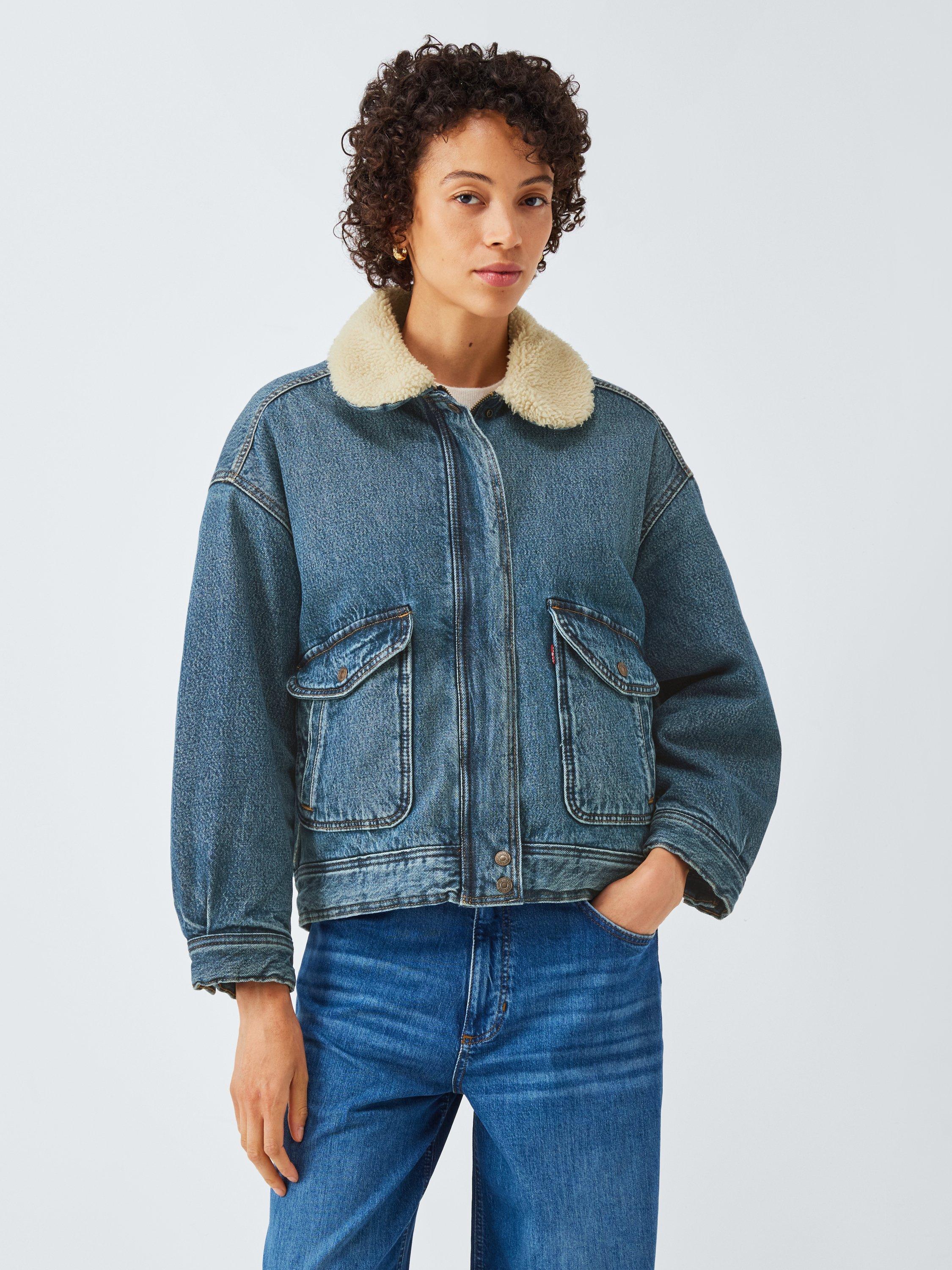 Product image 1 of 6, which shows Levi's Sherpa Denim Bomber Jacket, Turning Heads, M