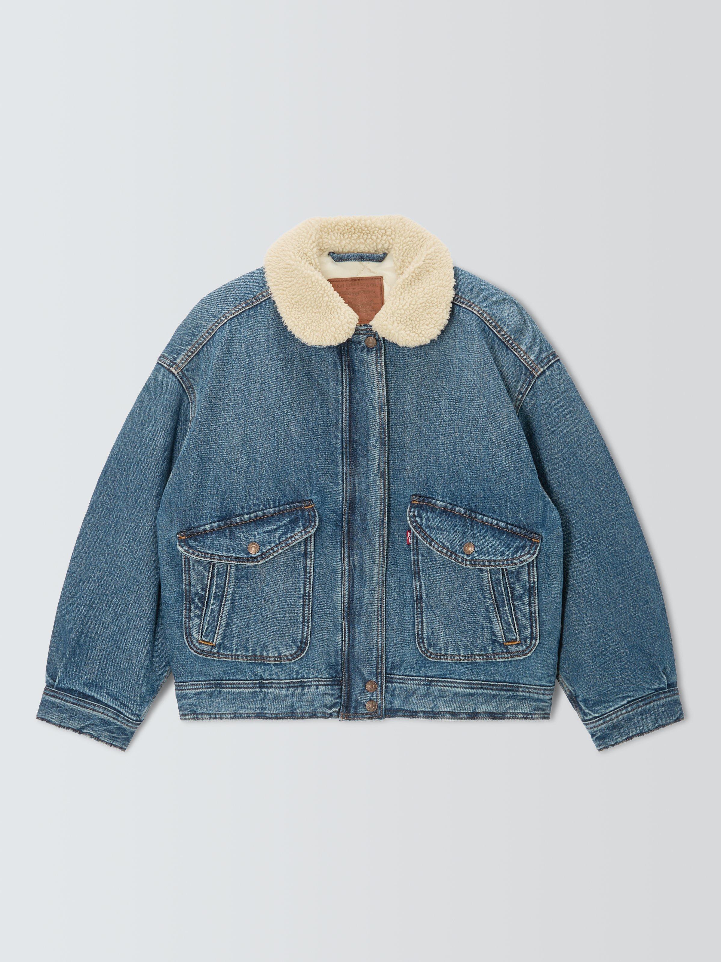 Product image 4 of 6, which shows Levi's Sherpa Denim Bomber Jacket, Turning Heads, M