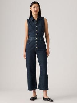 Levi's Sleeveless Cropped Cotton Denim Jumpsuit, Reign Of The Rinse