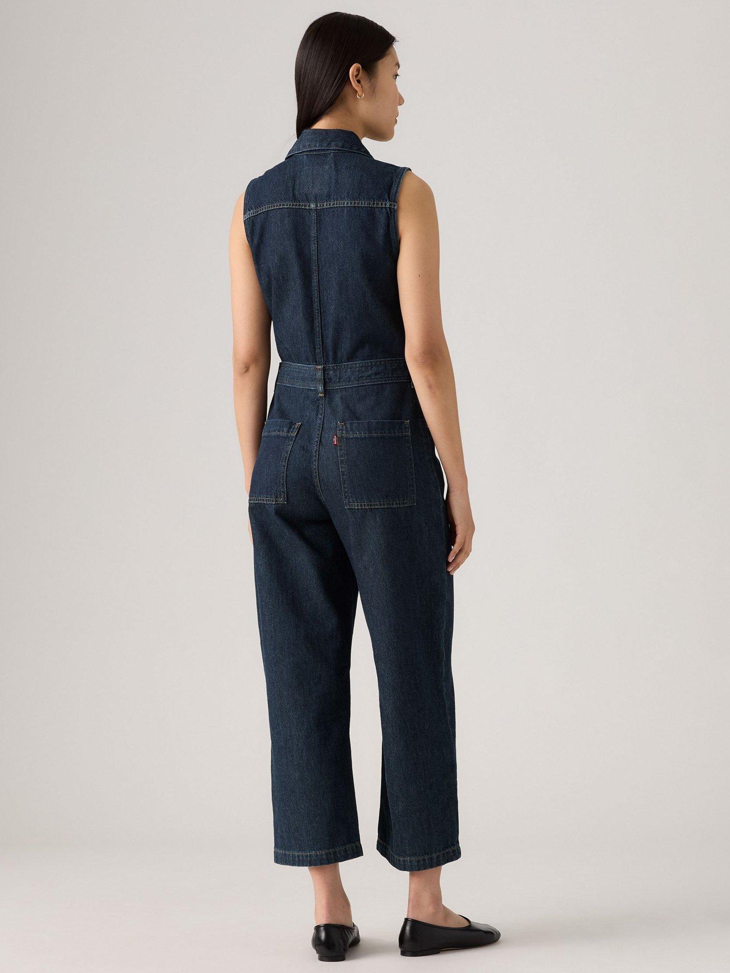 Product image 3 of 4, which shows Levi's Sleeveless Cropped Cotton Denim Jumpsuit, Reign Of The Rinse, XS