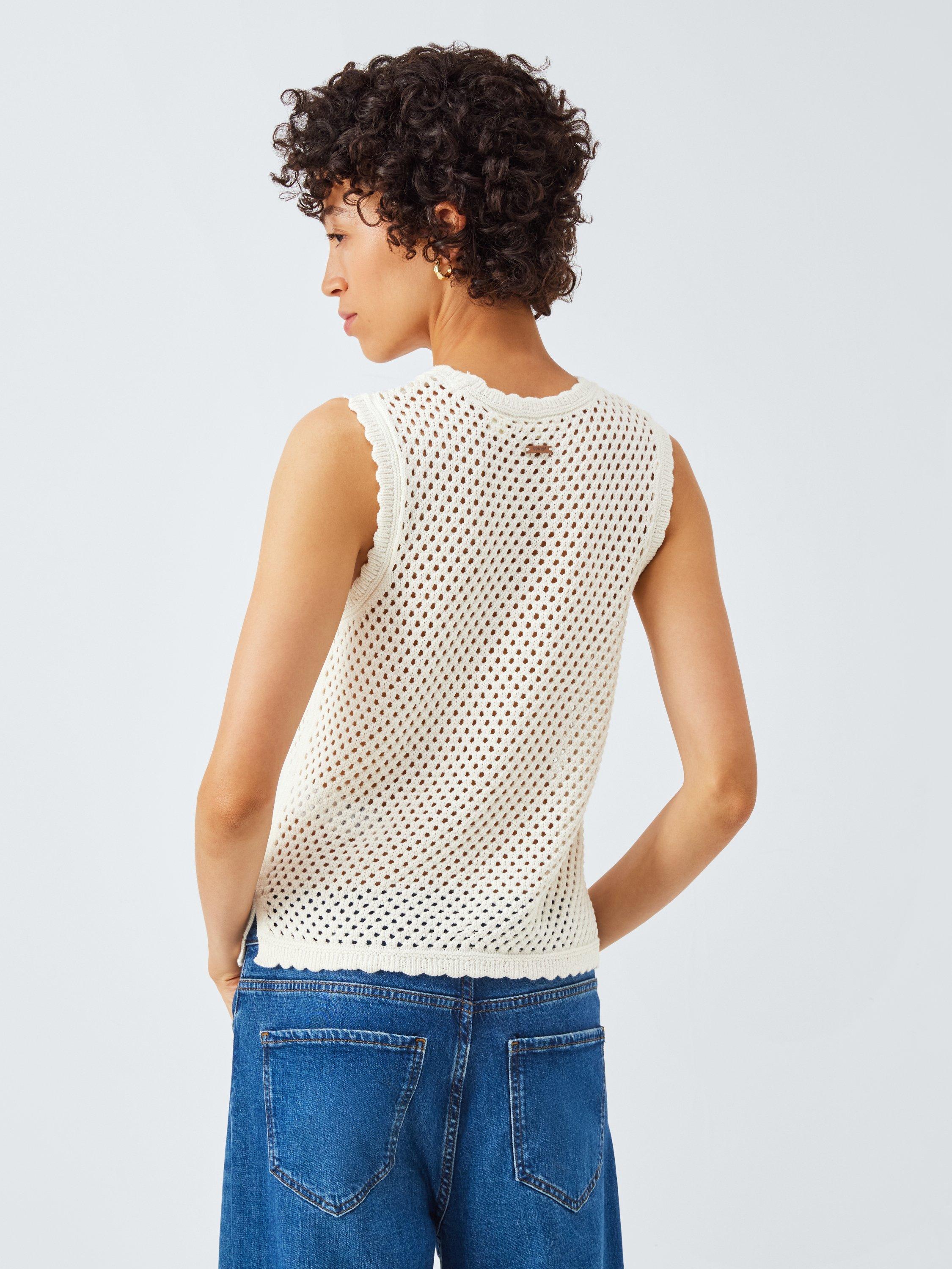 Product image 2 of 6, which shows Levi's Adrienne Crochet Knit Top, White, XS