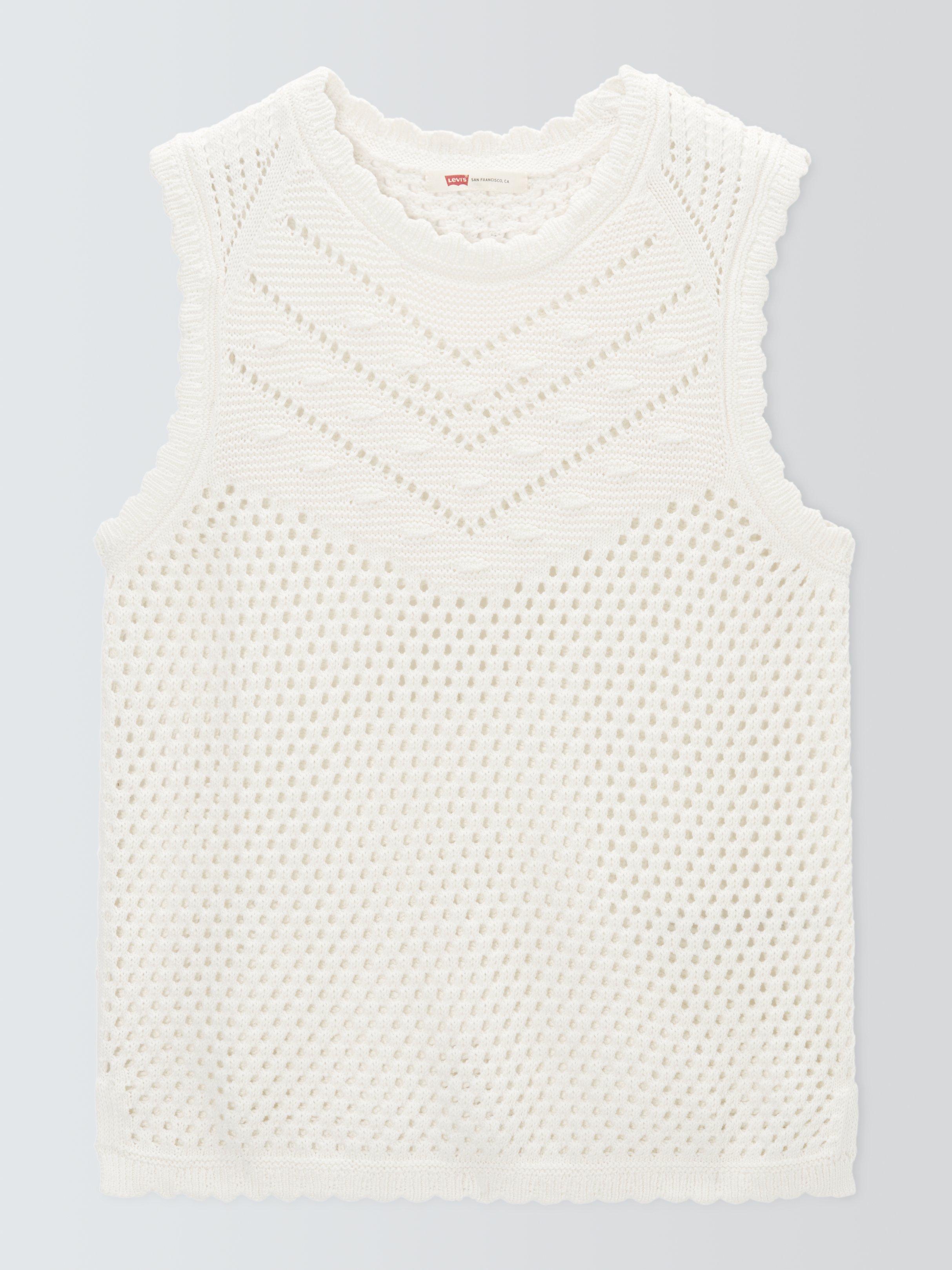 Product image 4 of 6, which shows Levi's Adrienne Crochet Knit Top, White, XS