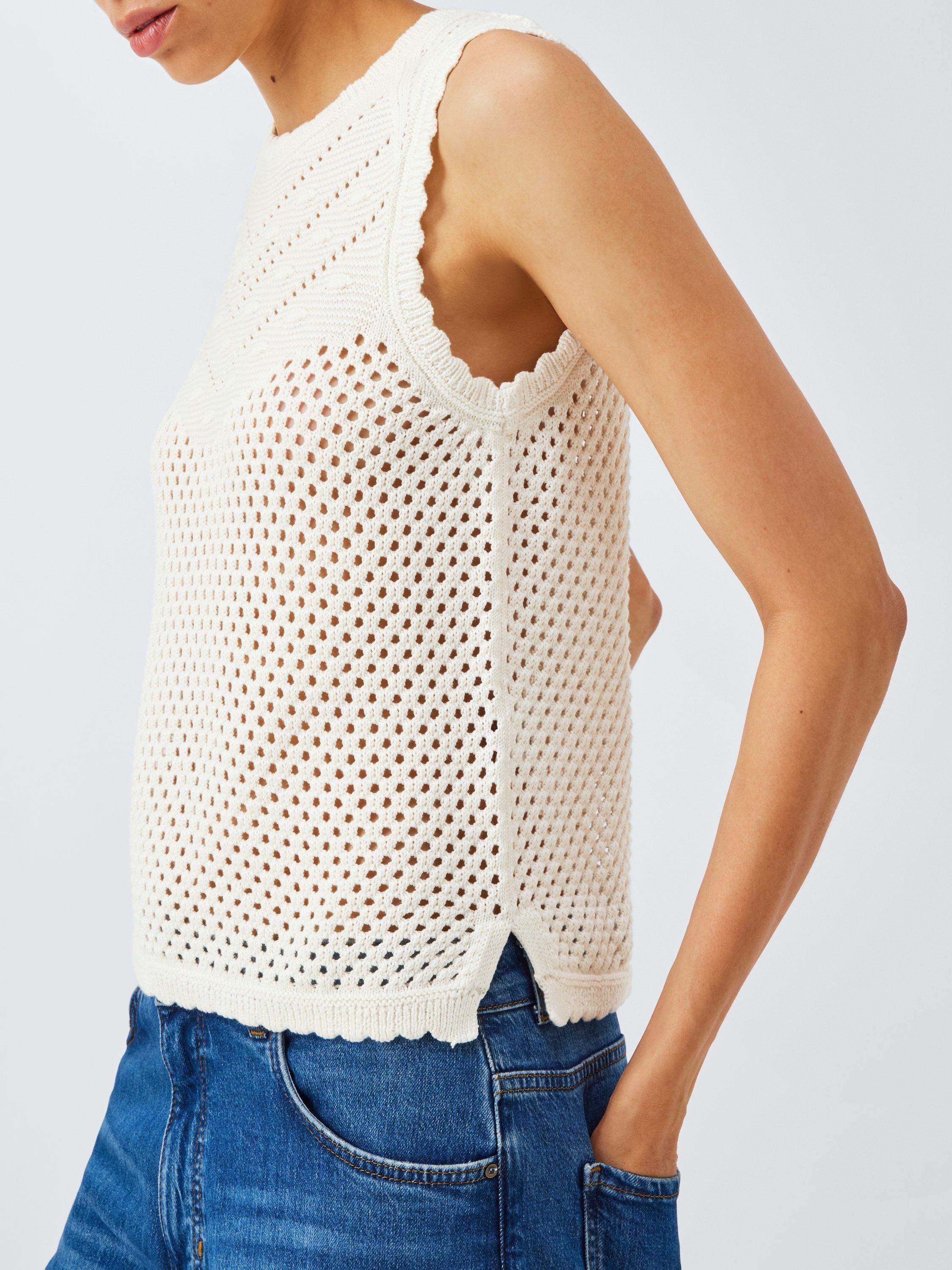 Product image 6 of 6, which shows Levi's Adrienne Crochet Knit Top, White, XS