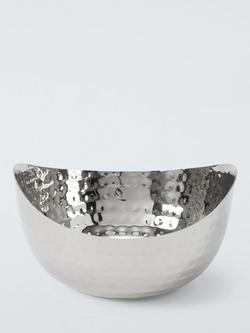John Lewis Hammered Stainless Steel Angled Serving Bowl, Silver, Silver