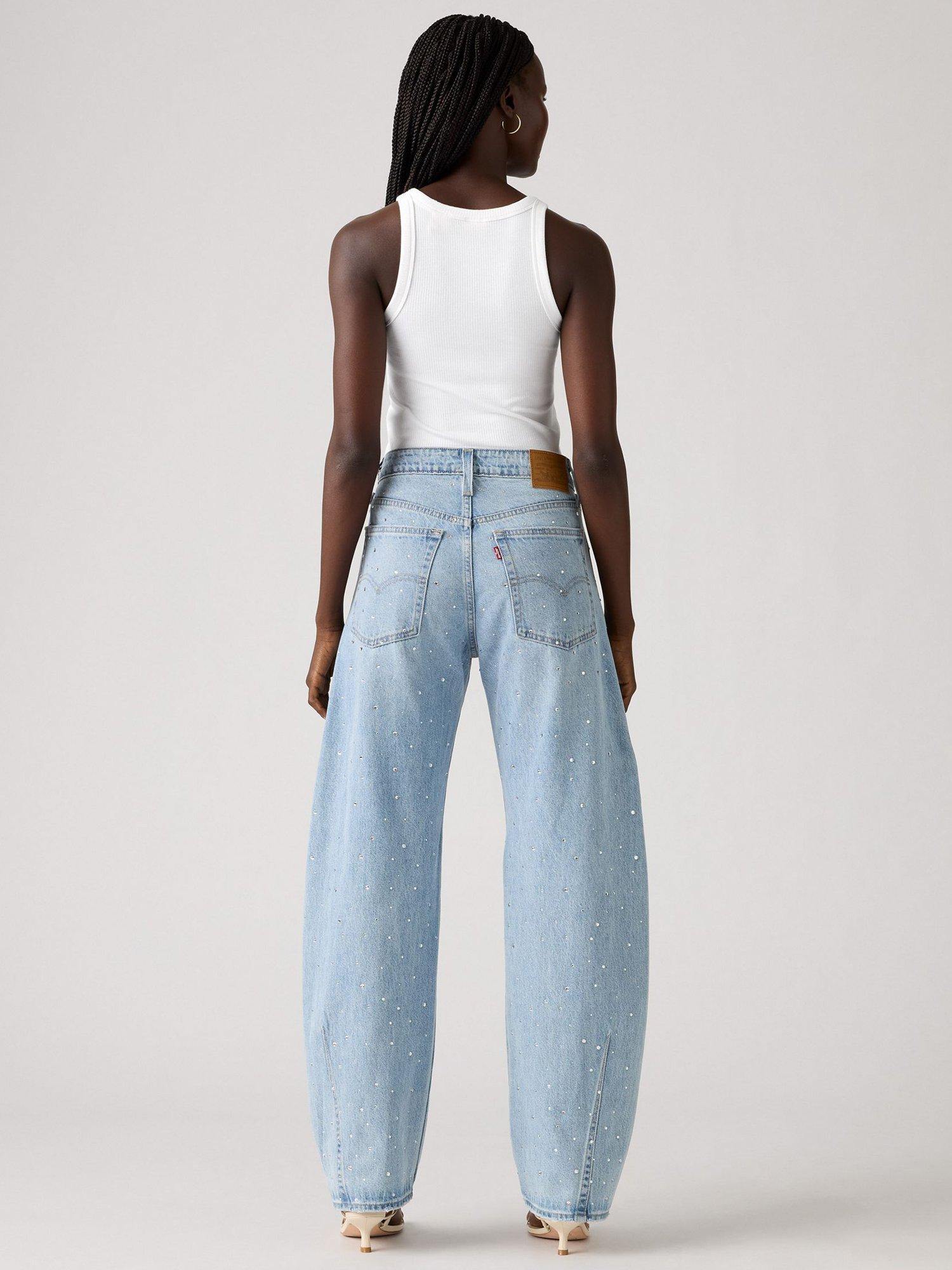 Product image 3 of 4, which shows Levi's Baggy Cotton Denim Barrel Dad Jeans, Dazzle Me, W24/L30
