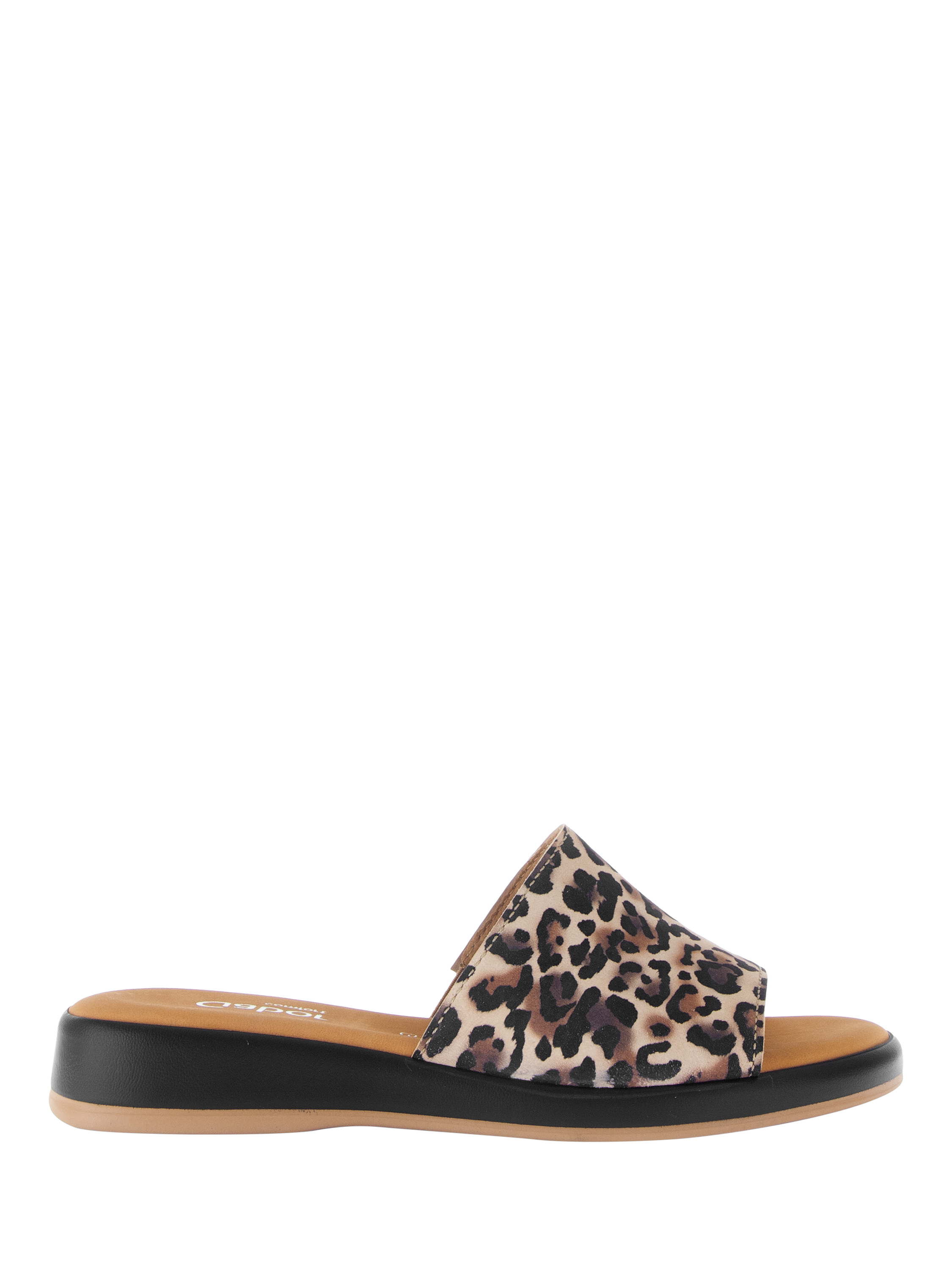 Product image 1 of 4, which shows Gabor Oakwood Wide Fit Suede Mule Sandals, Brown/Black/Multi, 3