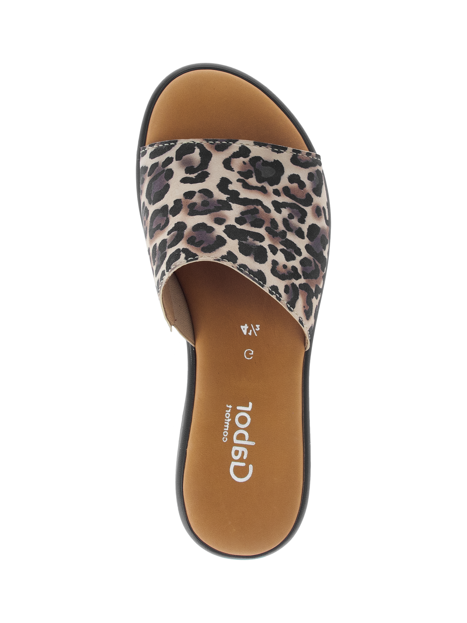 Product image 2 of 4, which shows Gabor Oakwood Wide Fit Suede Mule Sandals, Brown/Black/Multi, 3