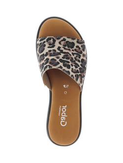 Gabor Oakwood Wide Fit Suede Mule Sandals, Brown/Black/Multi - view 2, Brown/Black/Multi