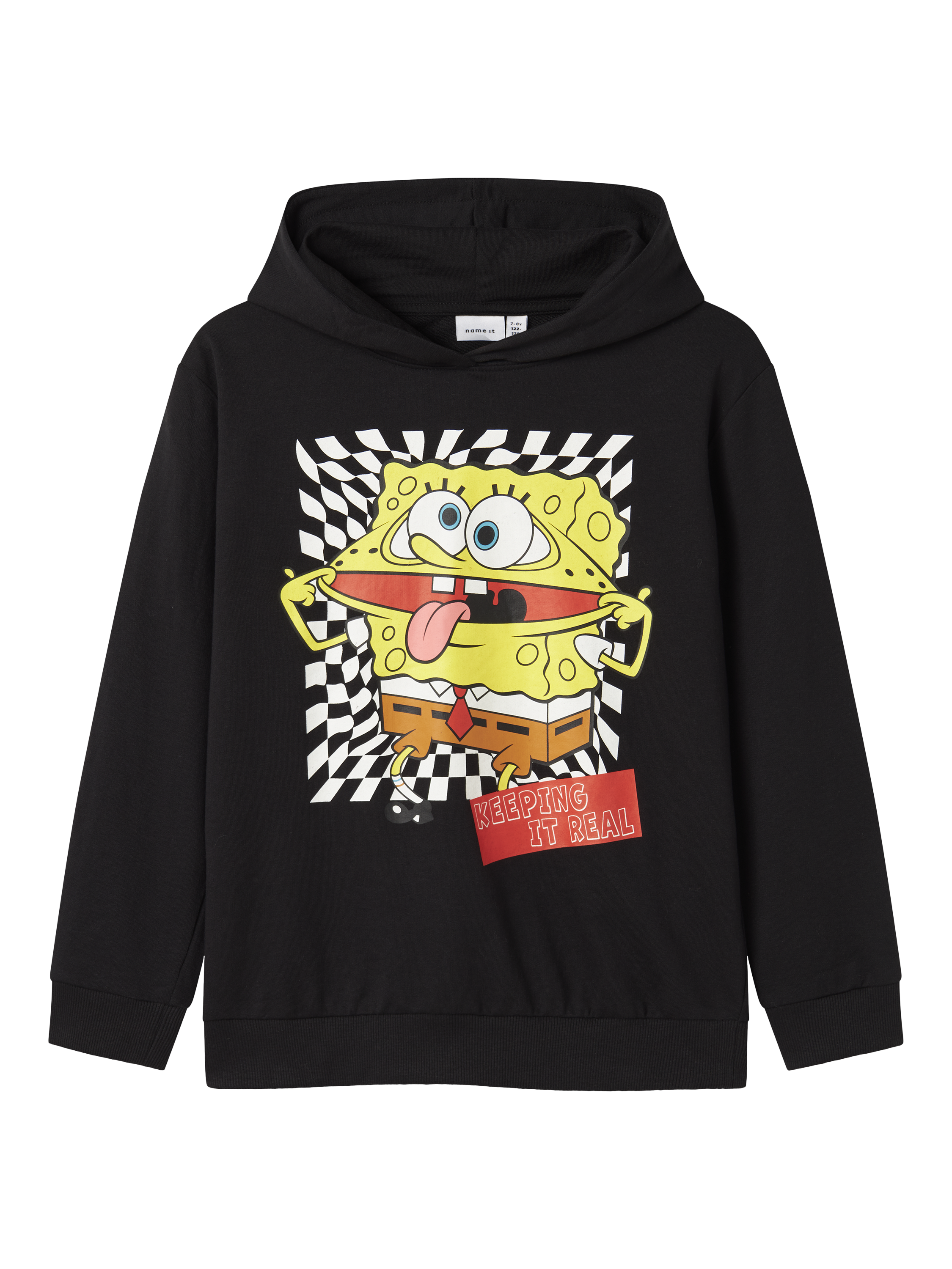 Product image 2 of 4, which shows NAME IT Kids' Cotton Blend SpongeBob SquarePants Hooded Sweatshirt, Black, 6 years