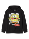 NAME IT Kids' Cotton Blend SpongeBob SquarePants Hooded Sweat, Blackshirt