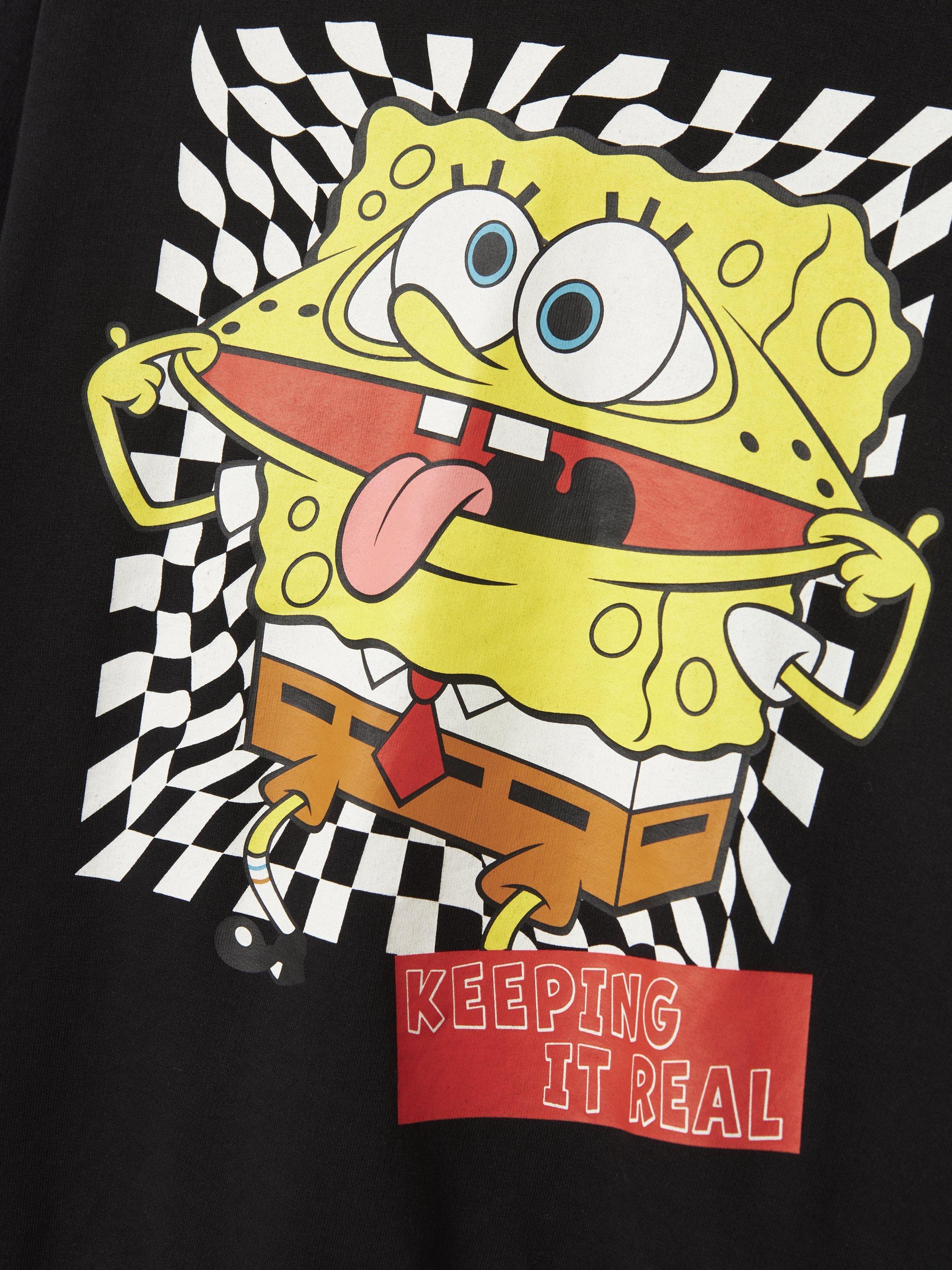 Product image 4 of 4, which shows NAME IT Kids' Cotton Blend SpongeBob SquarePants Hooded Sweatshirt, Black, 6 years