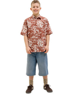 Jack & Jones Joshua Cotton Short Sleeved Shirt, Arabian Spice - view 2, Arabian Spice