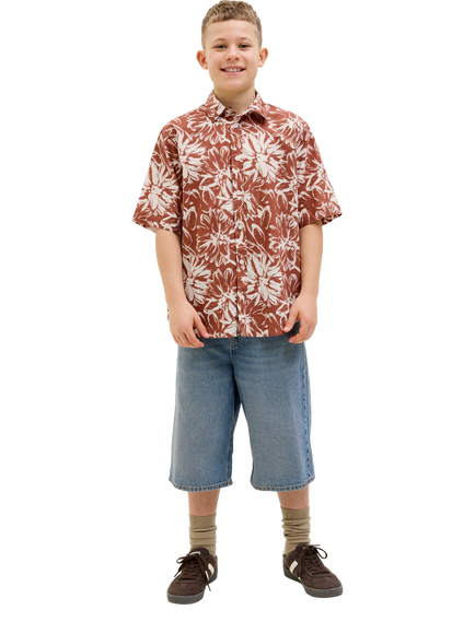 Jack & Jones Joshua Cotton Short Sleeved Shirt, Arabian Spice - view 2, Arabian Spice