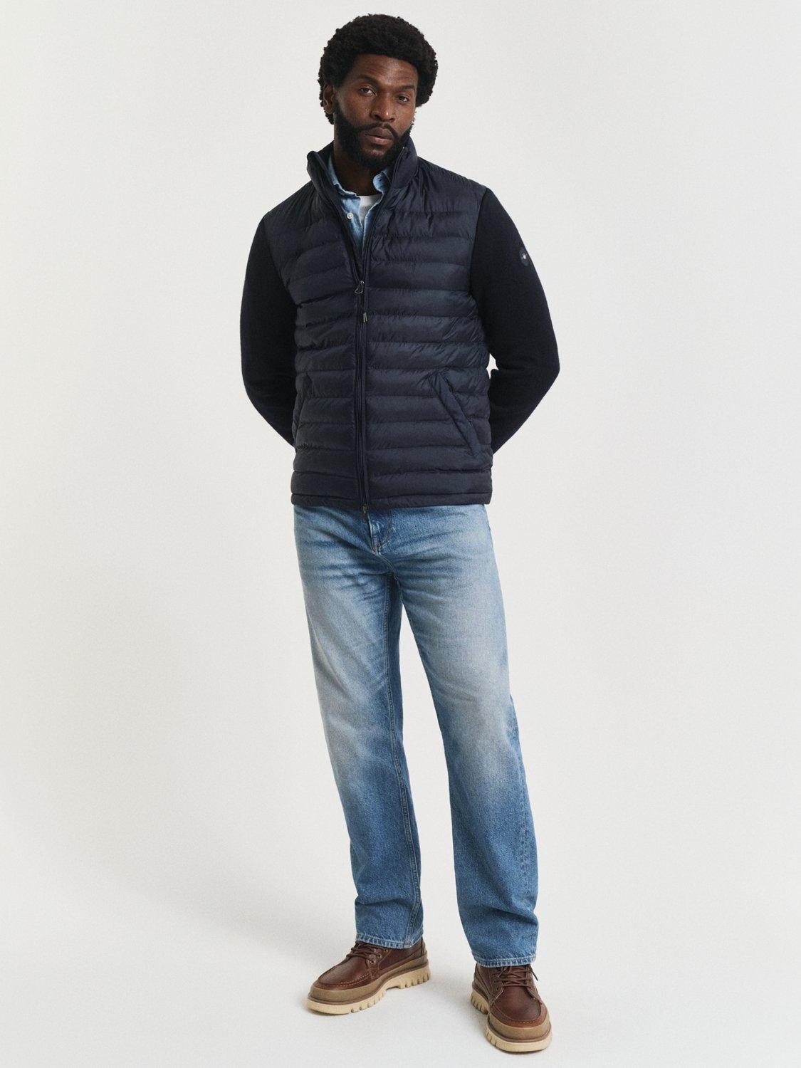 GANT Knitted Wool-Blend Sleeves Puffer Jacket, Evening Blue