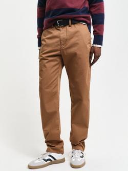GANT Regular Fit Cotton Blend Twill Chinos, Roasted Walnut - view 2, Roasted Walnut